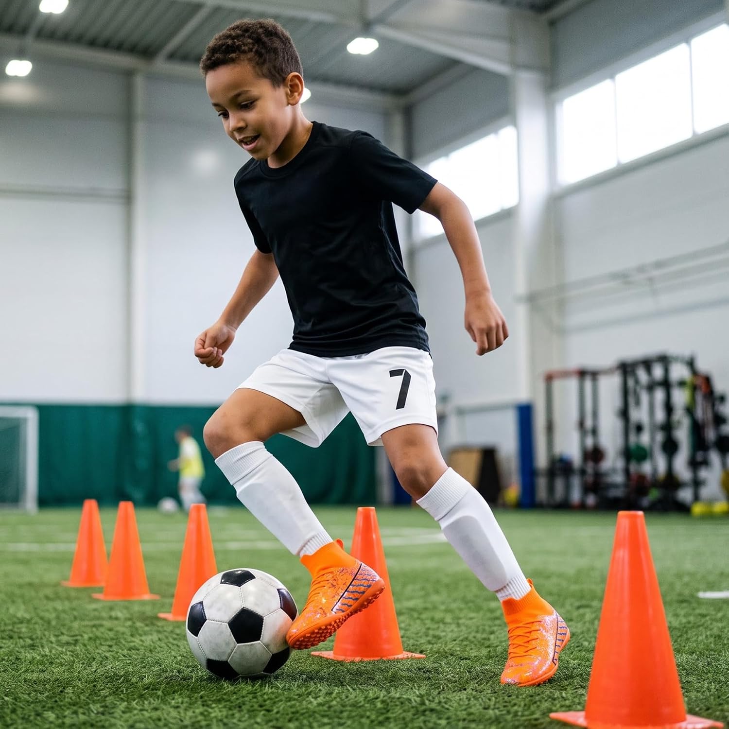 Kids Indoor Soccer Shoes for Boys & Girls, High-Top Easy On