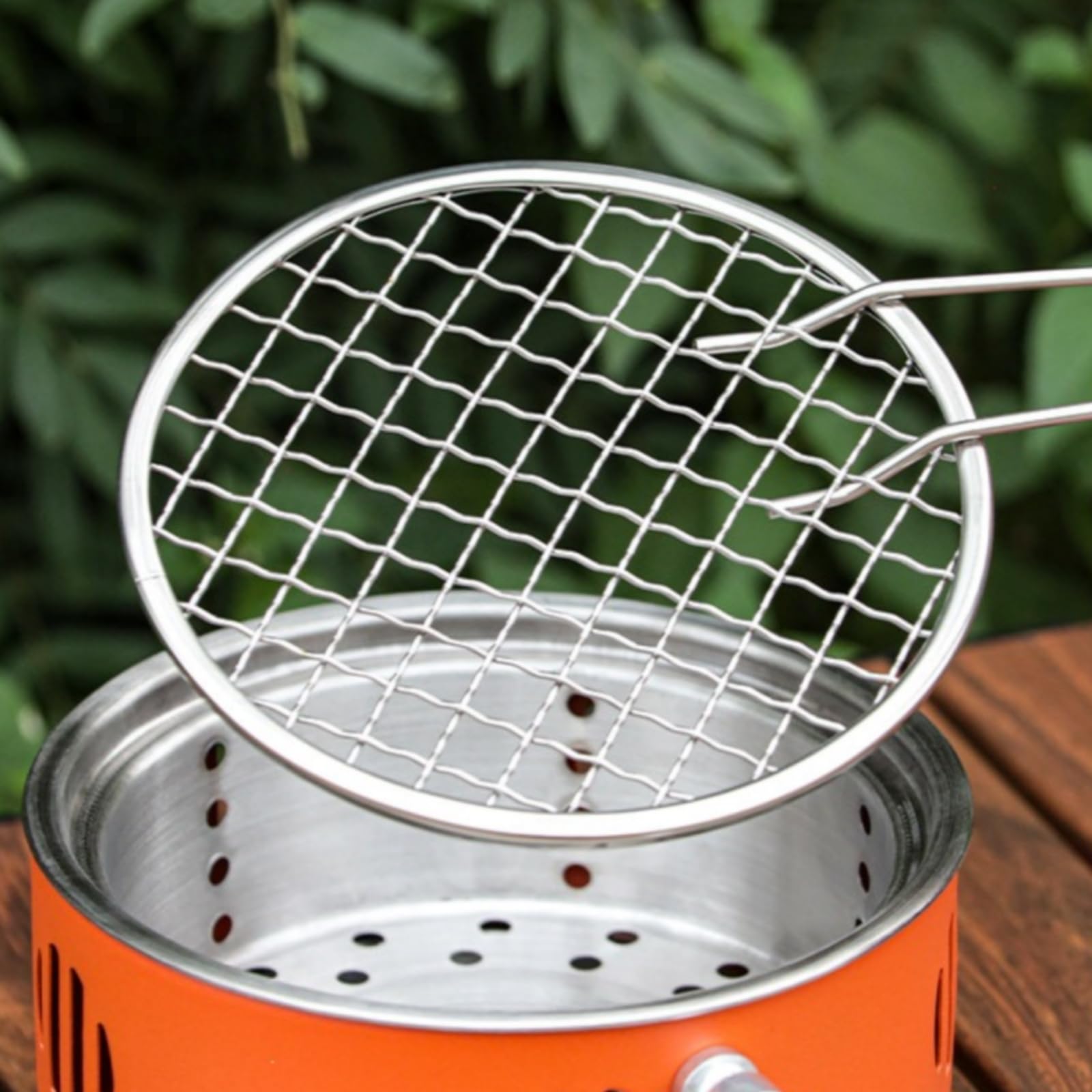 Griglia a Carbone Portatile con Corpo in Acciaio Inox per Campeggio E Picnic con Manico Griglia da 158 Cm Adatta per Uso Allaperto, Naturale