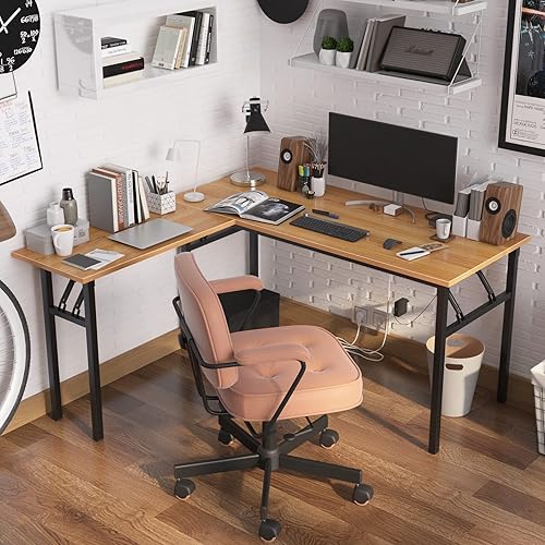 Miniatura 2 de Need Escritorio en forma de L, escritorio plegable para computadora, escritorio de 55 pulgadas x 55 pulgadas de largo para oficina en casa, mesa
