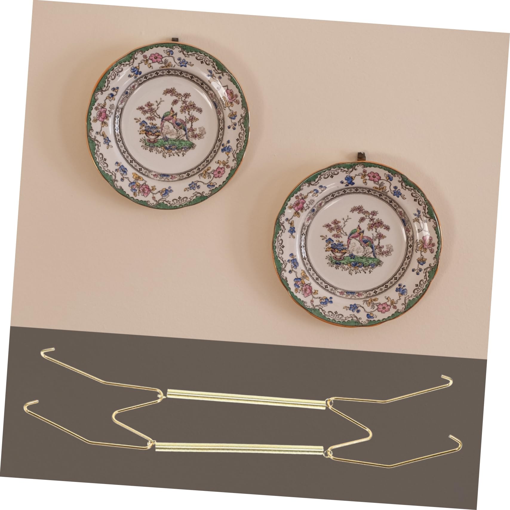 Sewroro Lot de 2 Supports Muraux en Acier Inoxydable Ressort Crochets en U Carré 10 Pouces Présentoirs Invisibles pour Assiettes Décoratives Adaptés Rangement Mural la Cuisine et