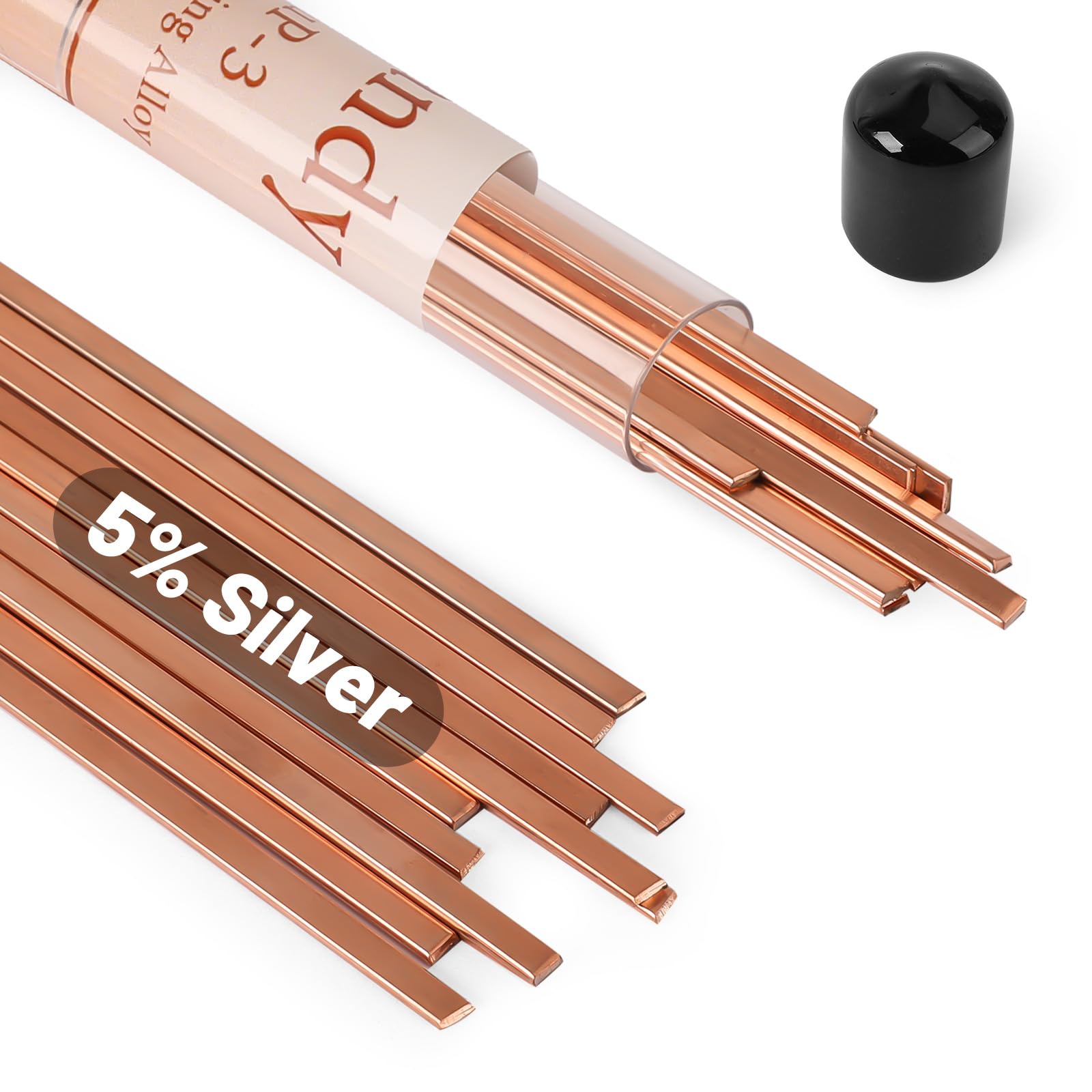 20 varillas de soldadura de plata al 5 %, varillas de soldadura BCuP-3, aleaciones de fósforo de cobre, varillas de soldadura de 0.04 x 1/8 x 10 pulgadas