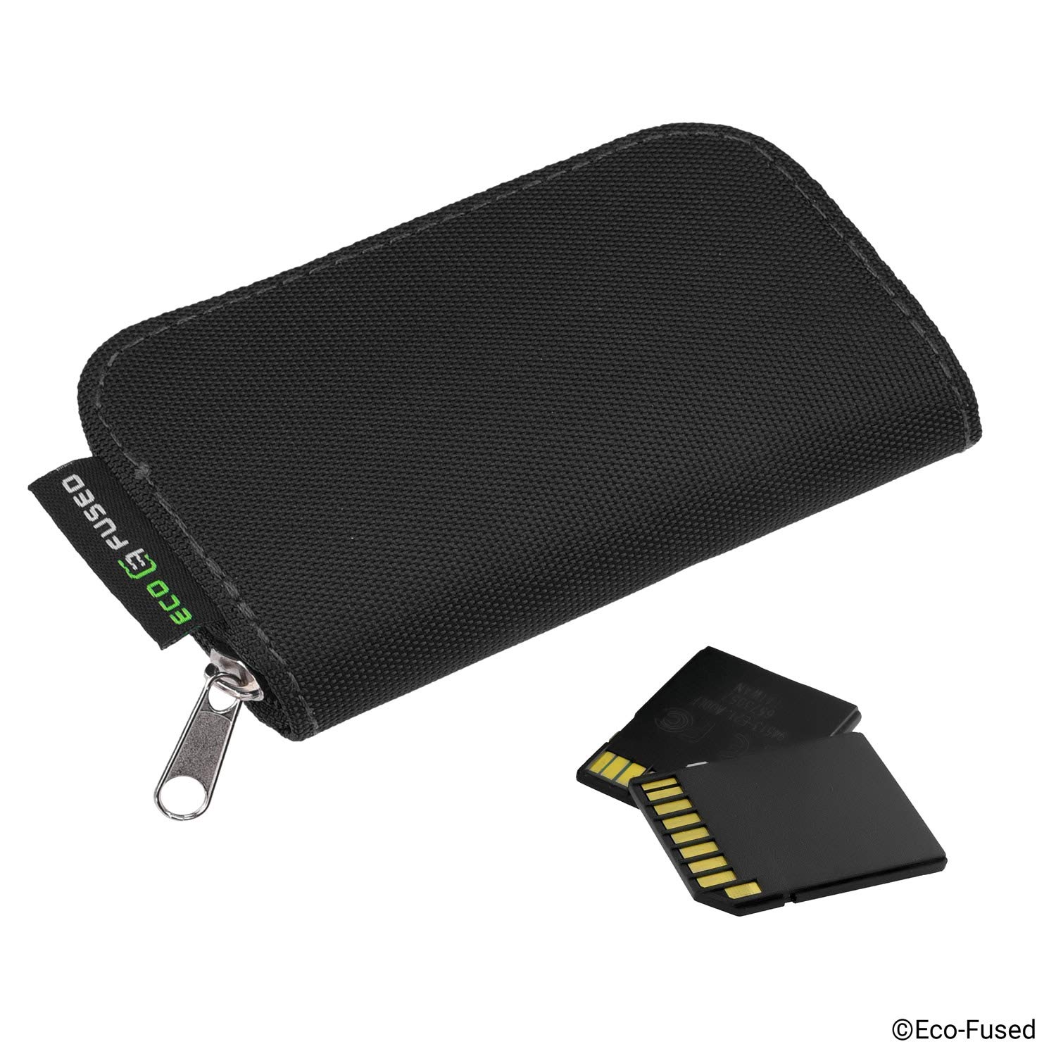 Eco-Fused Custodia per schede di memoria, adatta per schede SDHC e SD, 8 pagine e 22 scomparti, panno in microfibra incluso, confezione da 2, 44 scomparti, grigio e nero