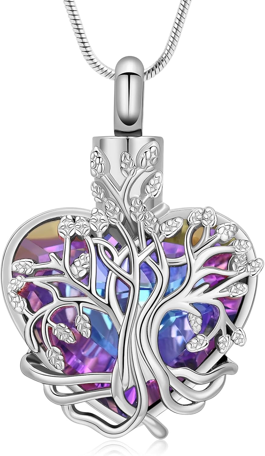 Cremation Jewelry Tree of Life Heart Urn Necklace for Human Ashes for Women Men Memorial Ashes Keepsake Pendant