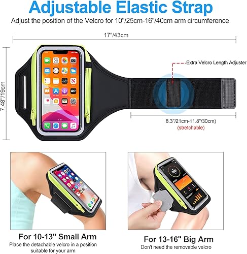 Miniatura 4 de Banda de brazo de 6.8 pulgadas para teléfono para correr con bolsa para auriculares, funda para iPhone 14, 13, 12, 11 Pro Max, Galaxy S23 S22, ultra