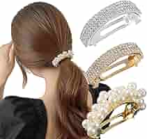 Amazon.co.jp: バレッタ パール インストーンヘアクリップ