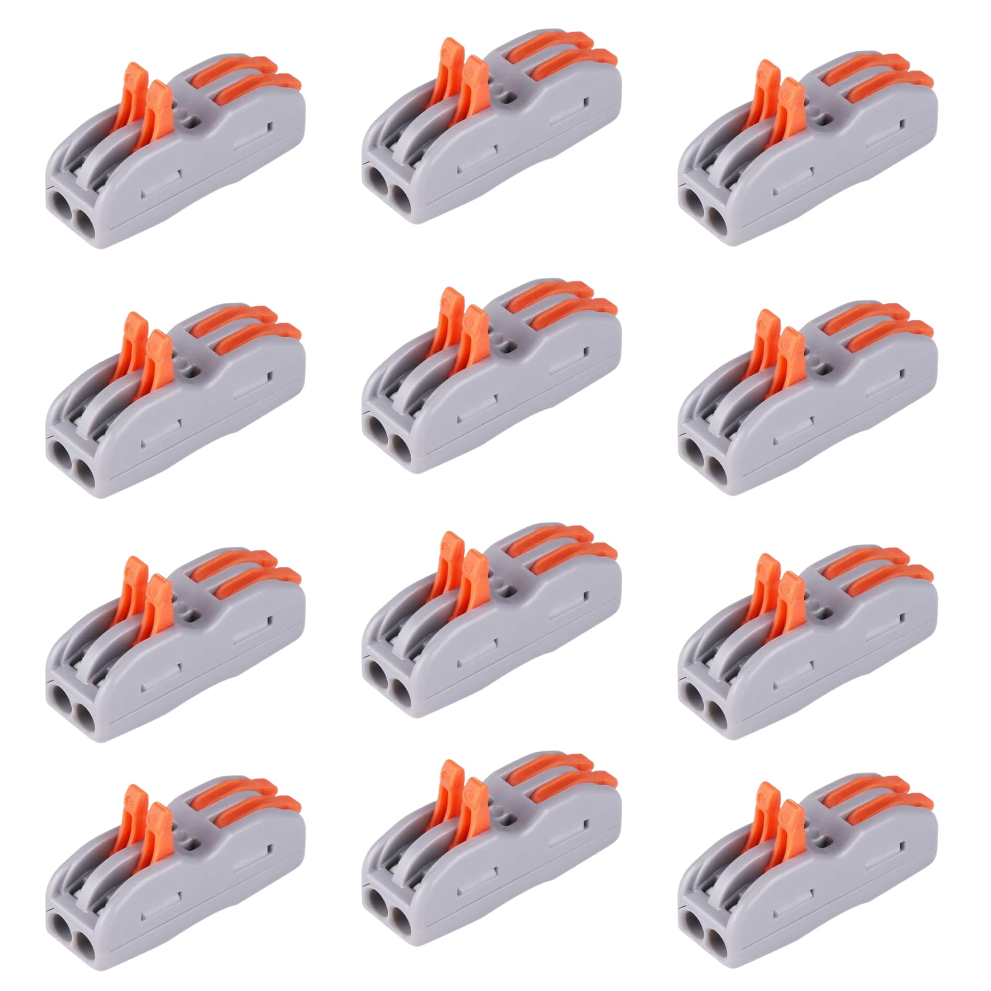 Quick Wire Connectors, 2-Pin Electrical Cable Terminals, 32A 200V, Pack of 12, Grey-Orange (12)-image-11