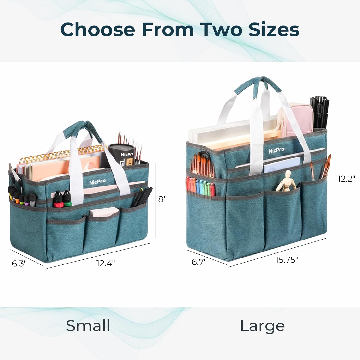 Nicpro Craft Organizer Art Bag, Large Tote Bag for Art Supply Storage with Detachable Shoulder Strap & Multiple Pockets, Portable Craft Bag for Scrapbooking, Journal, Sewing, School, Office Supplies - Image 7