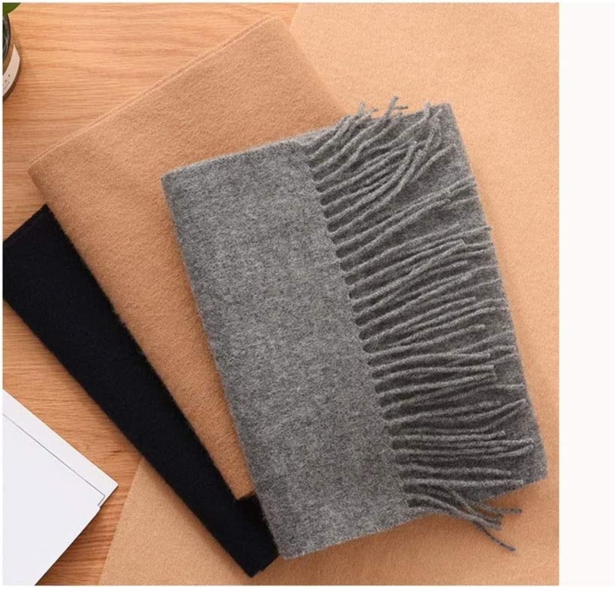 Miękki Szal Szalik Damski Szal Pashmina Okłady Jednolity Kolor Zimowy Szalik Na Co Dzień(Black)