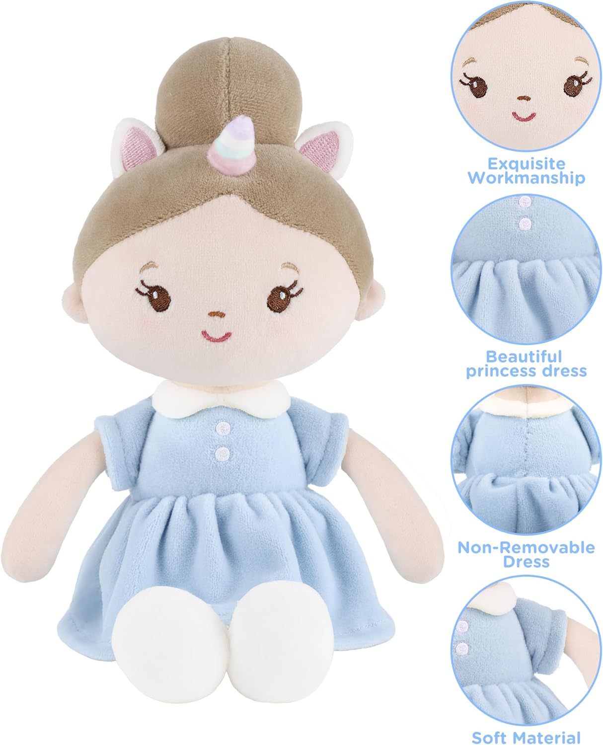 GAGAKU Soft Plush Baby Doll for Girls (12") - My First Baby Doll Gift for Girls, Toddlers & Infants, Machine Washable Rag Doll Toy - Sweet Dream Girl - Image 2