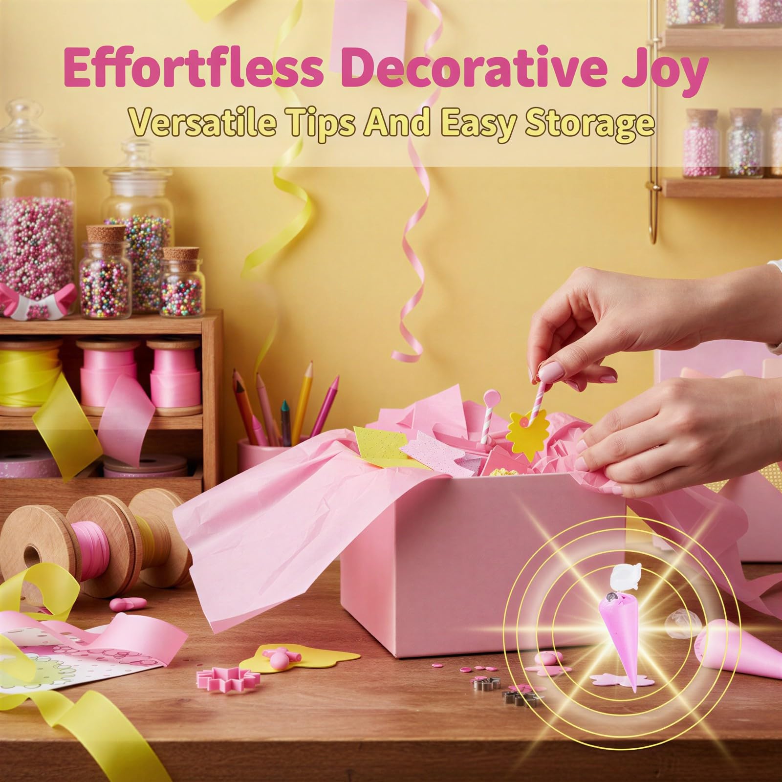 6 Stk. 50 g Fake-Schlagsahne-Kleber-Set, Candy-Farben Simulationsknete mit 6 Spritztüllen, DIY-Deko-Set, Weiß, Rosa, Gelb, Violett, Grün, Blau, für Geburtstage, Weihnachten und Feiern