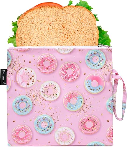 Bolsa de sándwich reutilizable para niños y adultos, bolsa de almuerzo de doble capa con asa, lavable, segura para alimentos, sin BPA (1 paquete,