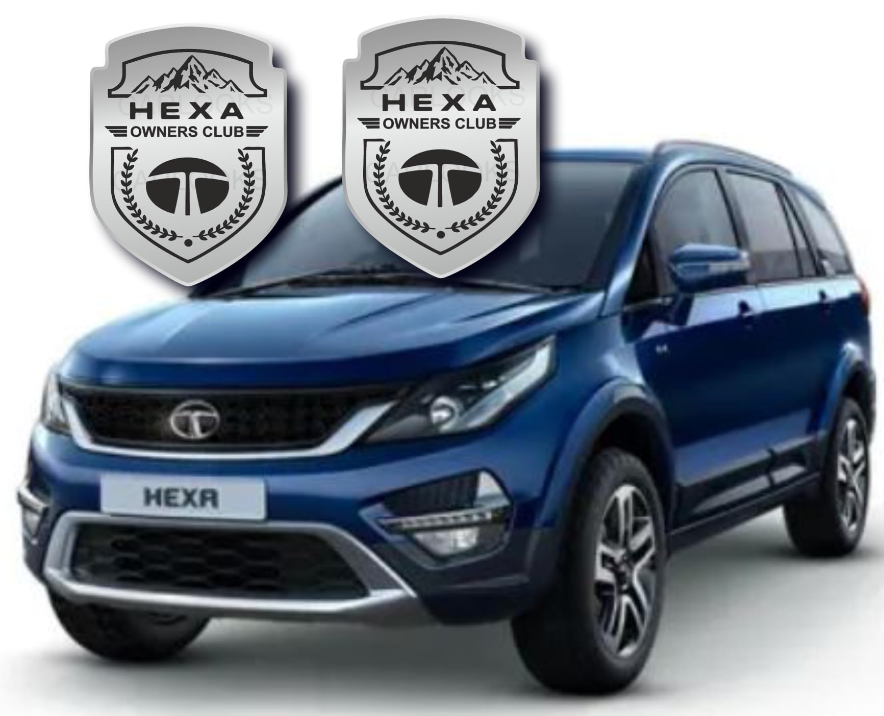 Carlooks Hexa Owners Club Emblem Sticker for Cars, This can be Used on Fenders Doors Dickey Set of 2 pcs for All Cars_Silver_ Black-image-8