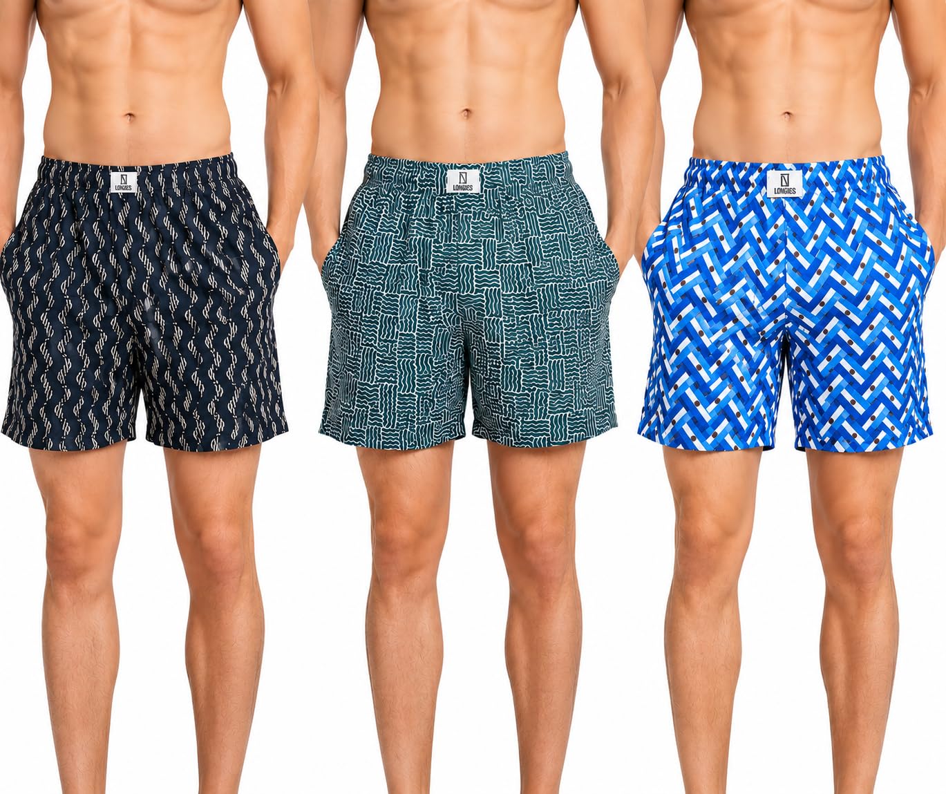 longies Men's 100% Cotton Pack of 3 Printed Regular Boxer Shorts Ultra-Comfortable Men's Boxer Shorts Pack of 3 100% Super Combedc Cotton Boxers with One Side Pocket-picture-19