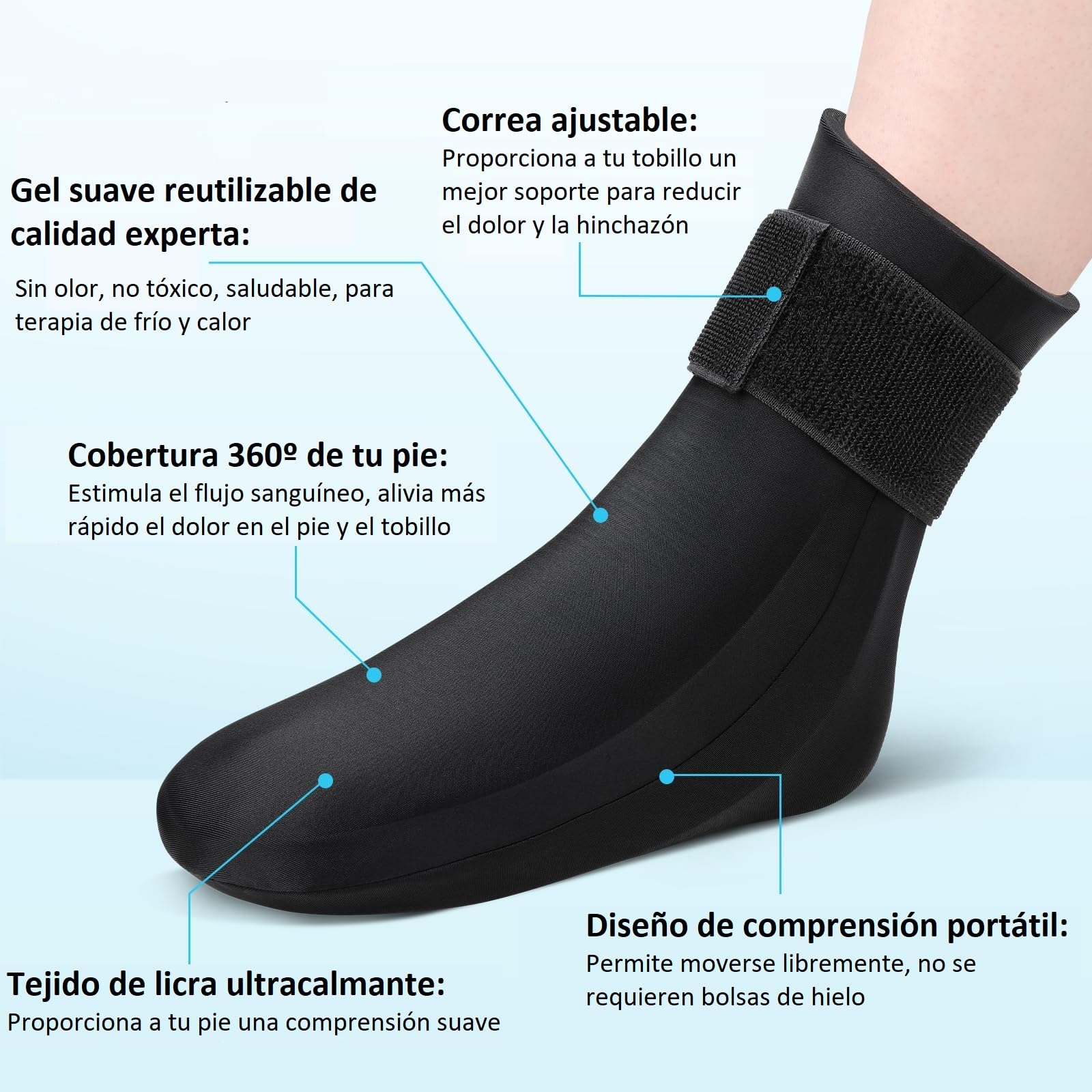 ABUBU Chaussette de thérapie Chaude et Froide, Chaussette en Gel réutilisable, attelle de Cheville, fasciite Plantaire, arthrite, gonflement, entorse, Douleur au Pied, blessure