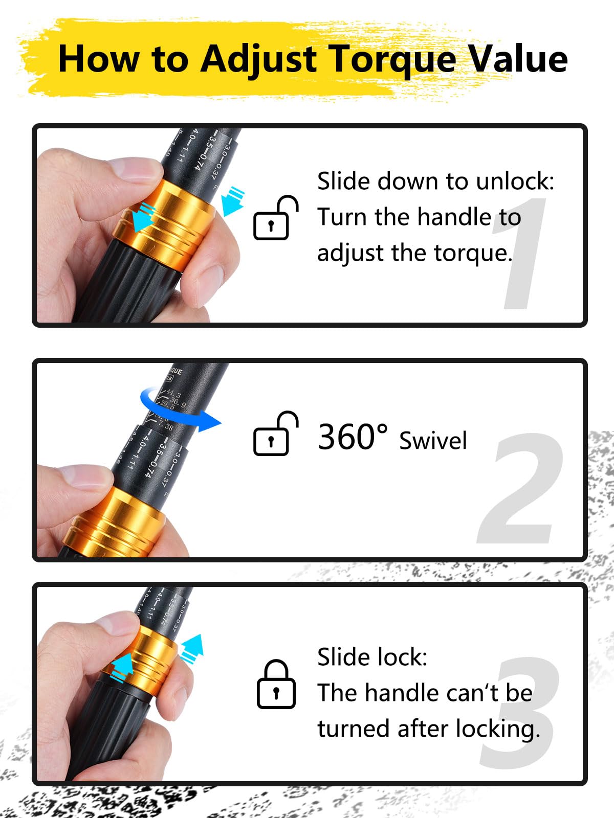 Juego de llaves dinamométricas de 3 piezas (1/4", 3/8", 1/2"), carraca de 72 dientes, ± 3% de precisión con 3 extensiones y 2 adaptadores – Herramienta profesional para bicicleta, moto, coche