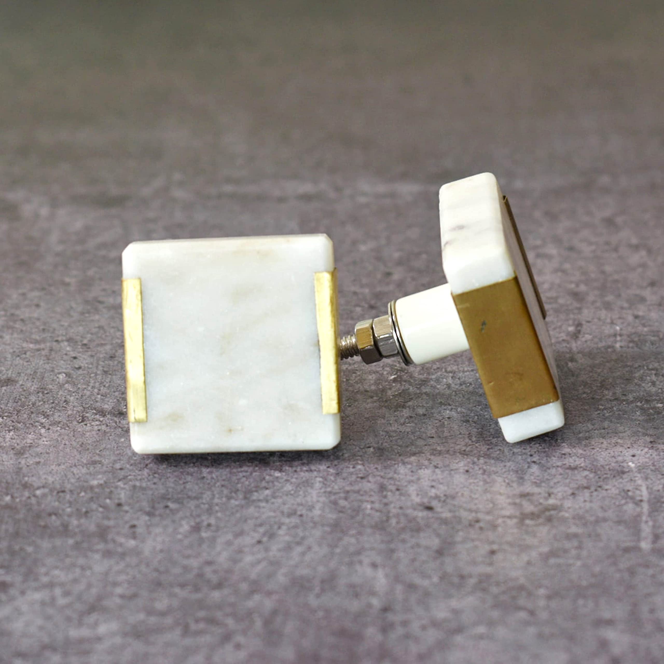 ARTISNO Square Marble Brass Knob, Modern Cabinet Knob, Decorative Hardware, Furniture Hardware, Cabinet Handles - Image 2