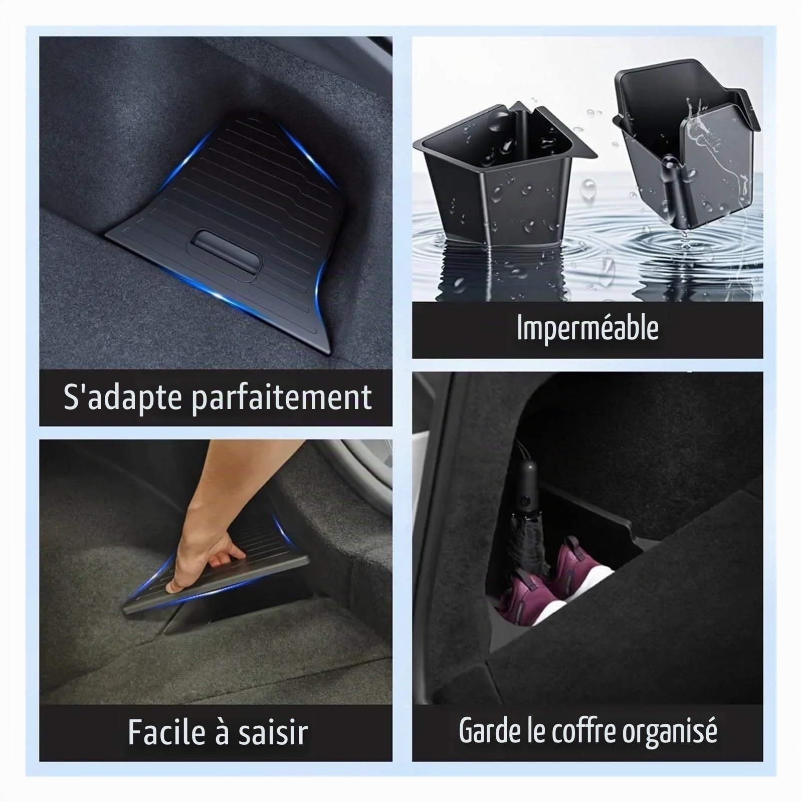 Cache-Bagages pour Tesla pour Model Y pour Juniper 2025 Boîte e Rangement Latérale Gauche/Droite pour Coffre Tapis Protection TPE Floqué. Panel Luggage(Type 1)