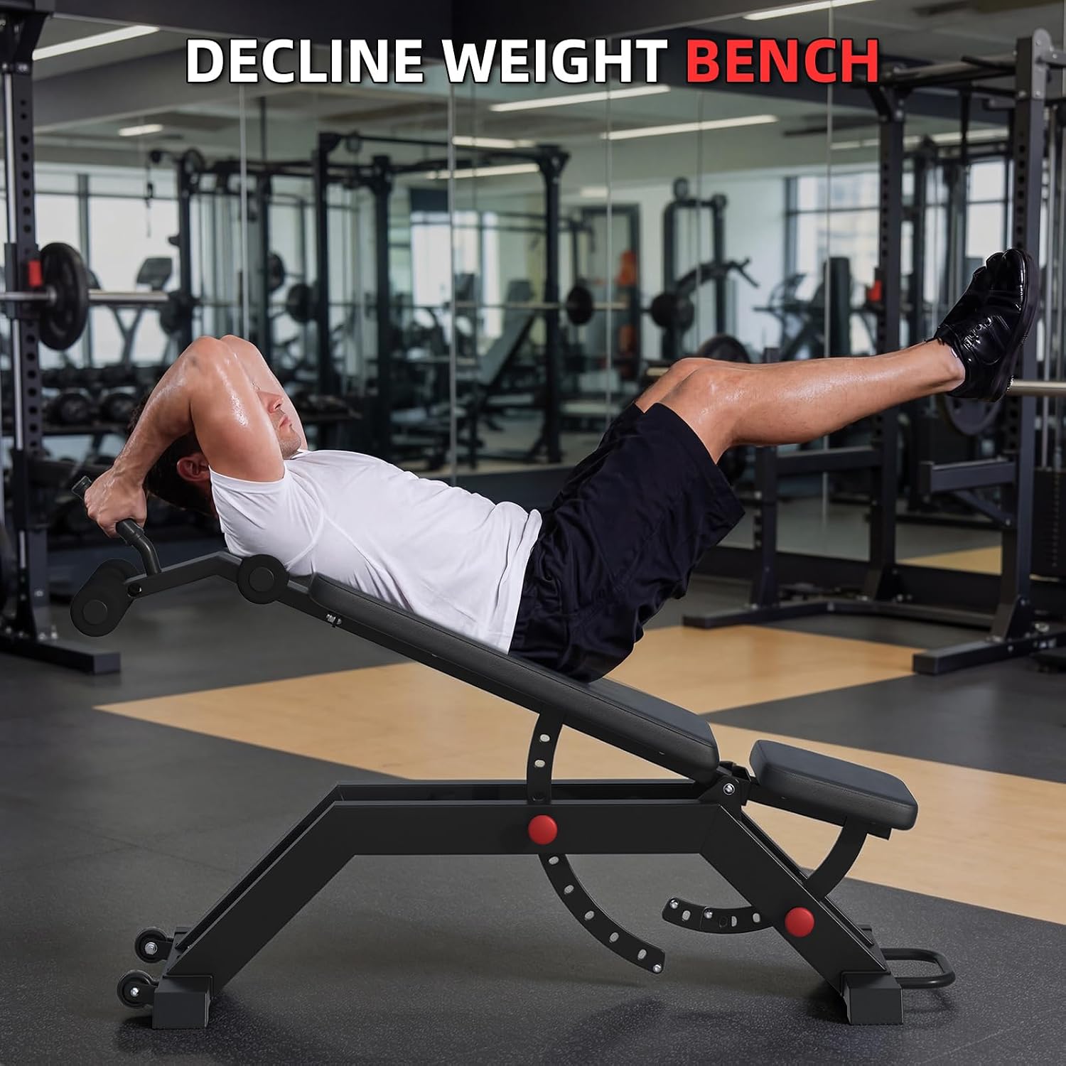 Adjustable Weight Bench for Home Gym, Decline Flat Incline Bench with Leg Extension & Preacher Curl Attachment for Bench Press, Sit Up, Leg Curl & Ab Workout