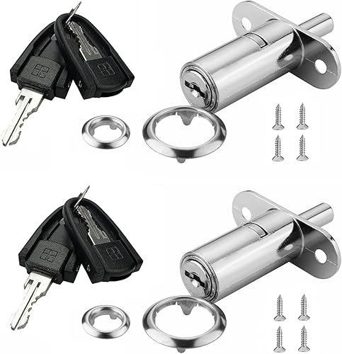 Miniatura 9 de 105 - Cerradura de émbolo para puerta corrediza con 2 llaves (paquete de 4 unidades de 0.7 x 1.2 pulgadas de largo) con igual llave