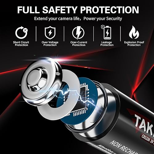 Miniatura 5 de Taken Batería CR123A, 123 baterías no recargables de litio de 3 V, paquete de 4 unidades para sistema de alarma, detector de humo, detector de