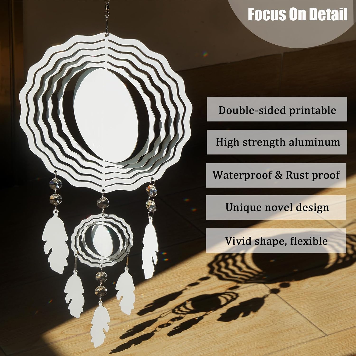 4Pack 10inch Sublimation Wind Spinner Blanks 3D Aluminum Metal Wind Sculpture Kinetic Spinners for Yard and Garden Indoor Art Ornaments Hanging Decoration (Dream Catcher)
