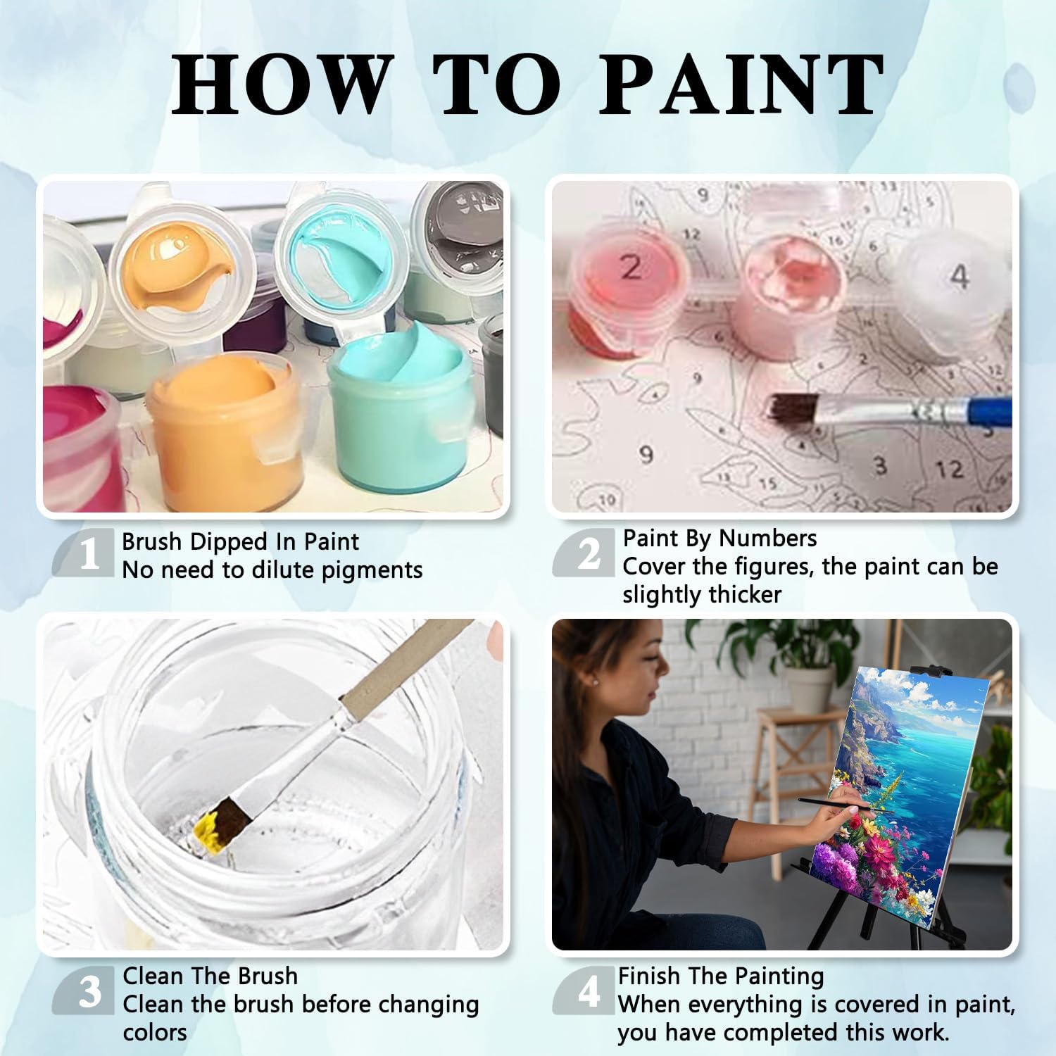 HITIRECOVI Framed Paint by Numbers Ocean,Adult Paint by Number Kits on Canvas Framed with Wooden Easel,DIY Acrylic Painting by Numbers in Colorful Gifts Box for Wall Decor 12x16inch