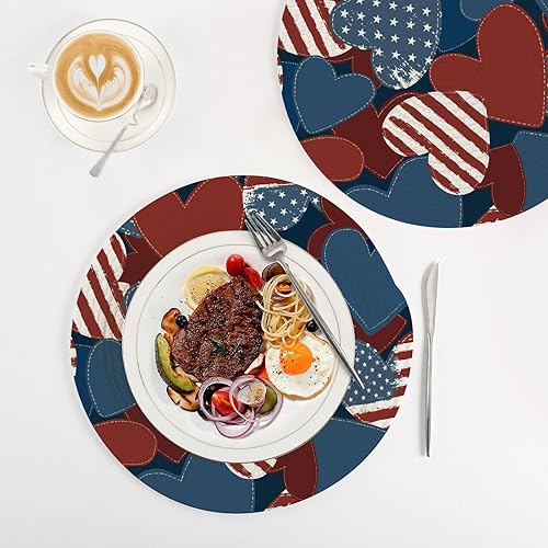 Miniatura 4 de 3 Pcs Trivet Mat for Hot Dishes 15in Cotton Thread Weave Heat Resistant Table Mats for Hot Pot Plate Holder American Flag 4th July Heart Happy