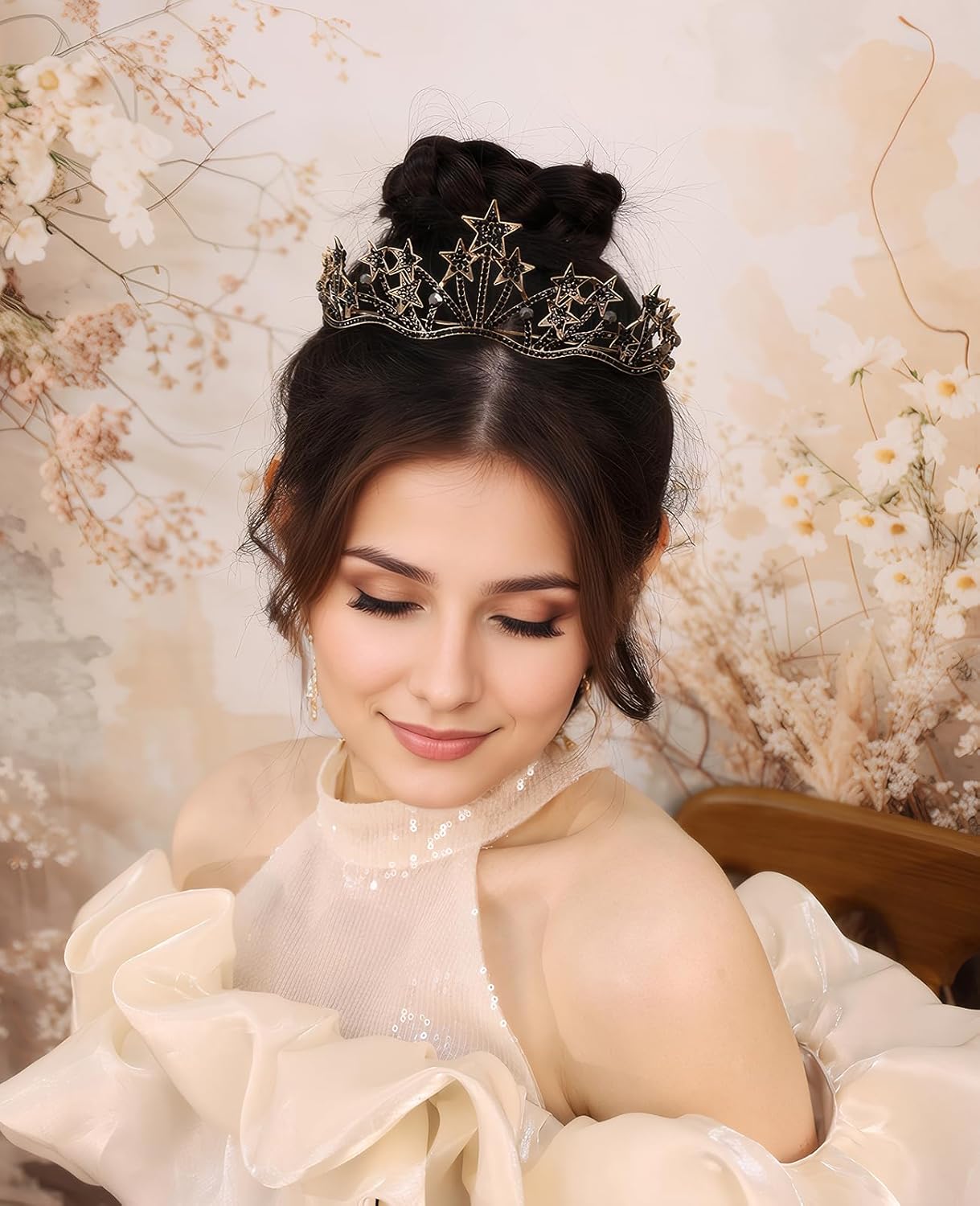 Wedding Crystal Tiara for Women Elegant Bridal Pearl Rhinestone Crown Swan Queen Princess Costume Crown Star Crystal Headpiece Accessory for Cosplay Birthday Party - Image 6