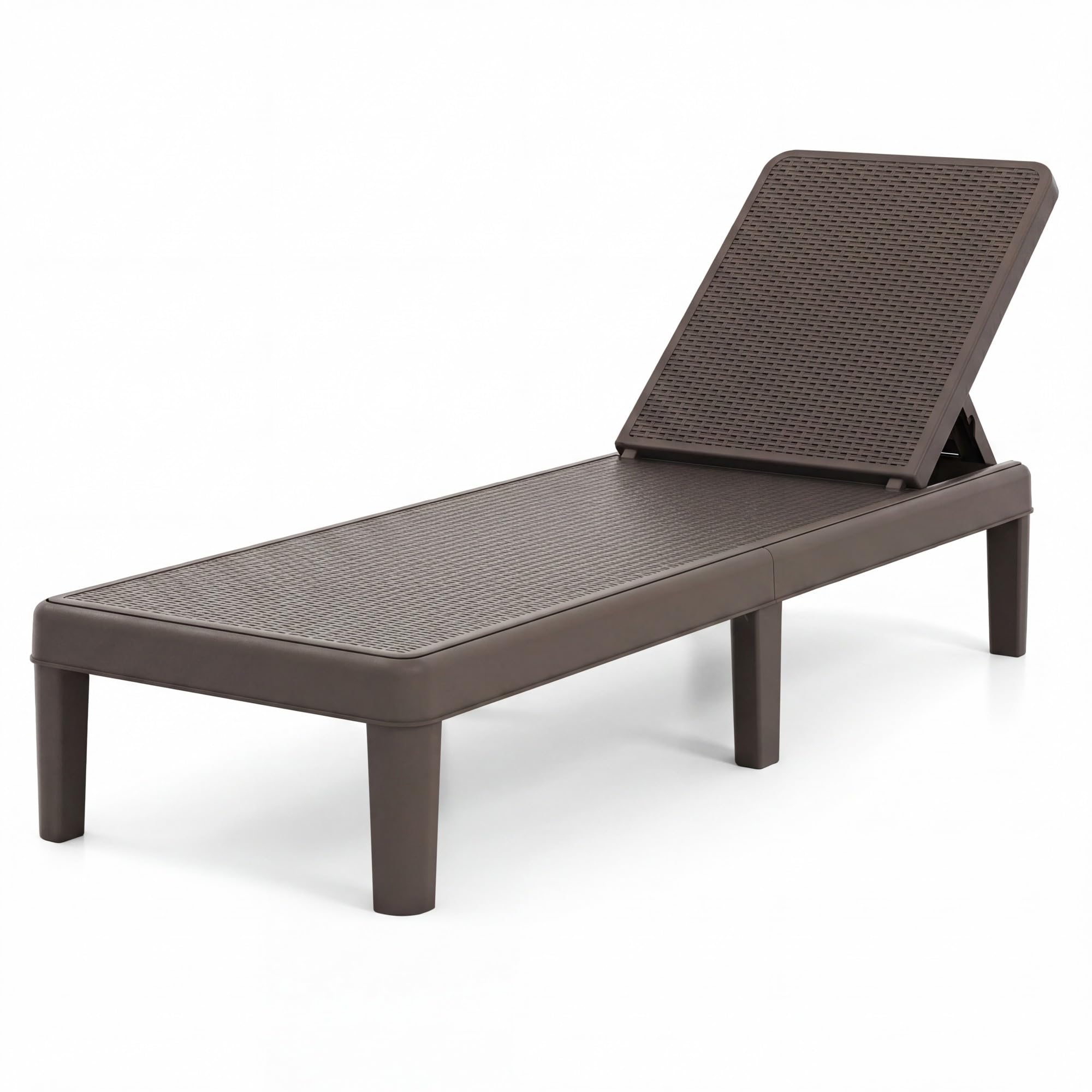 LIFEZEAL Sonnenliege Rattan, Gartenliege mit 4-Fach Verstellbarer Rücklehne, Liegestuhl Relaxliege mit Rattan-Optik, Strandliege bis zu 150 kg, Lounge Sessel Outdoor für Balkon, Garten (Braun)