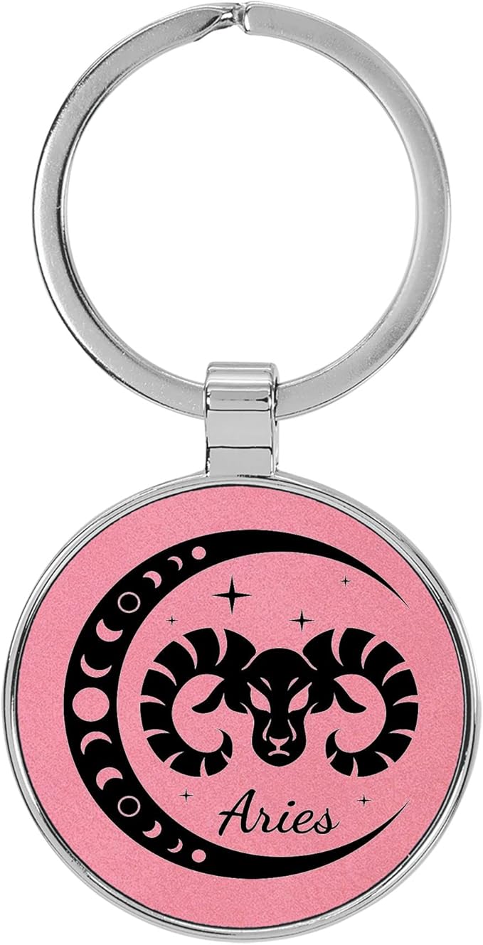Zodiac Sign Astrology Laser Engraved Leatherette Keychain Backpack Pull - 1.5 x 3 Inches