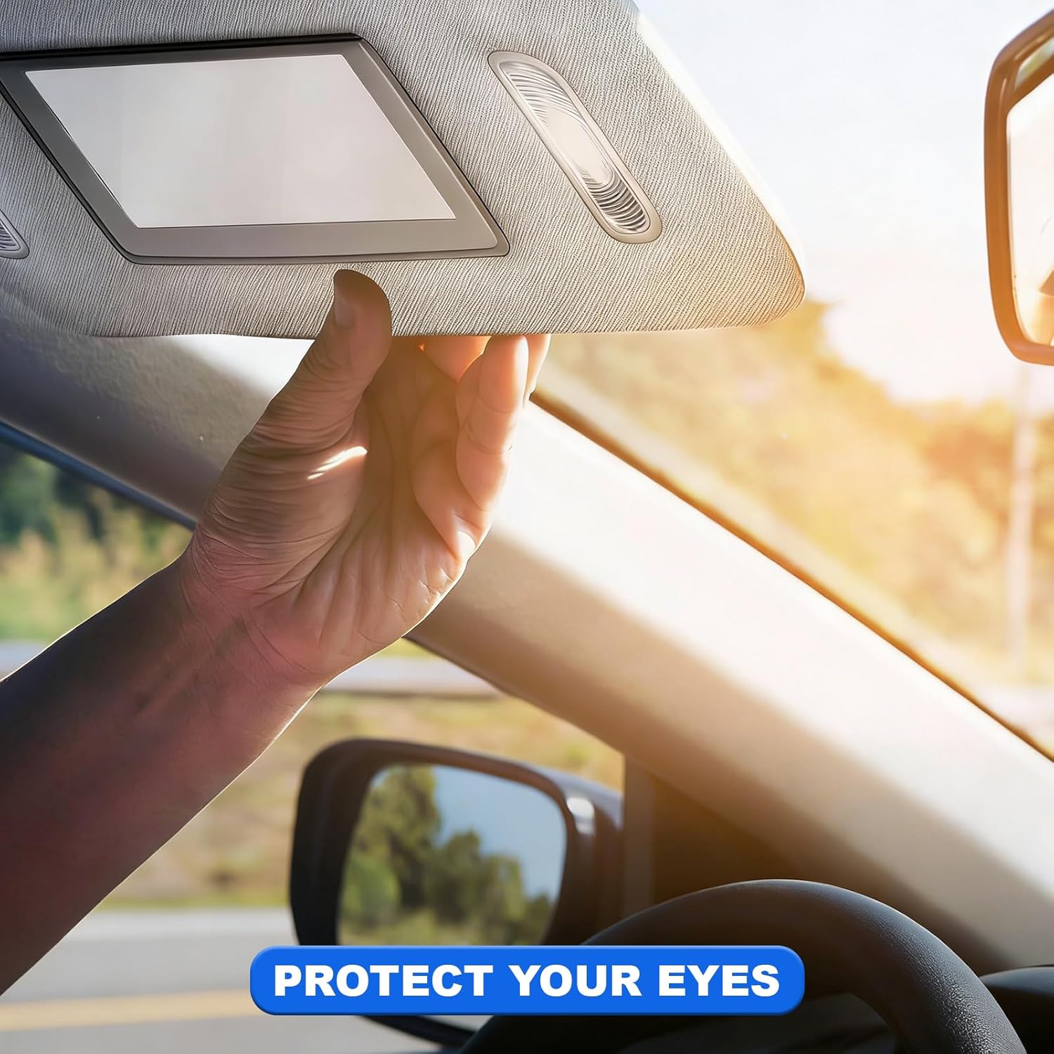 Left Driver Side Sun Visor with Lighted Mirror Compatible with 2015-2018 Chevrolet Silverado 1500 2500 3500 2015-2019 Chevrolet Tahoe/Suburban GMC Yukon Sierra 1500 2500 3500 Cadillac Escalade