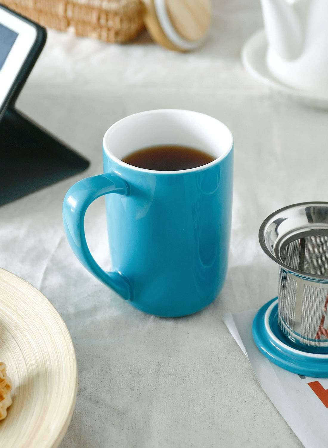 50% оƒƒ Dіѕсоunt Sweese 203.107 Ceramic Tea Mug with Infuser and Lid, Single Cup Loose Tea Brewing System, Draw Your Own Design, 16 OZ, Steel Blue Flаѕh Dеаlѕ - 60% оƒƒ Sweese 203.107 Ceramic Tea Mug with Infuser and Lid, Single Cup Loose Tea Brewing System, Draw Your Own Design, 16 OZ, Steel Blue