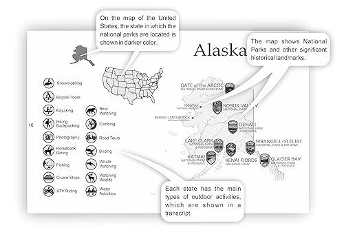 Miniatura 4 de Adventures Go On. The book 2024 (170 pages) is a guide to the National Parks of the United States of America with complete stickers for all 63 US