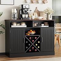 Vista 12 de MHOM Armario de café de granja con salidas Prower, armario rústico de licor con estante para vino, gabinete de vino de madera para comedor y sala