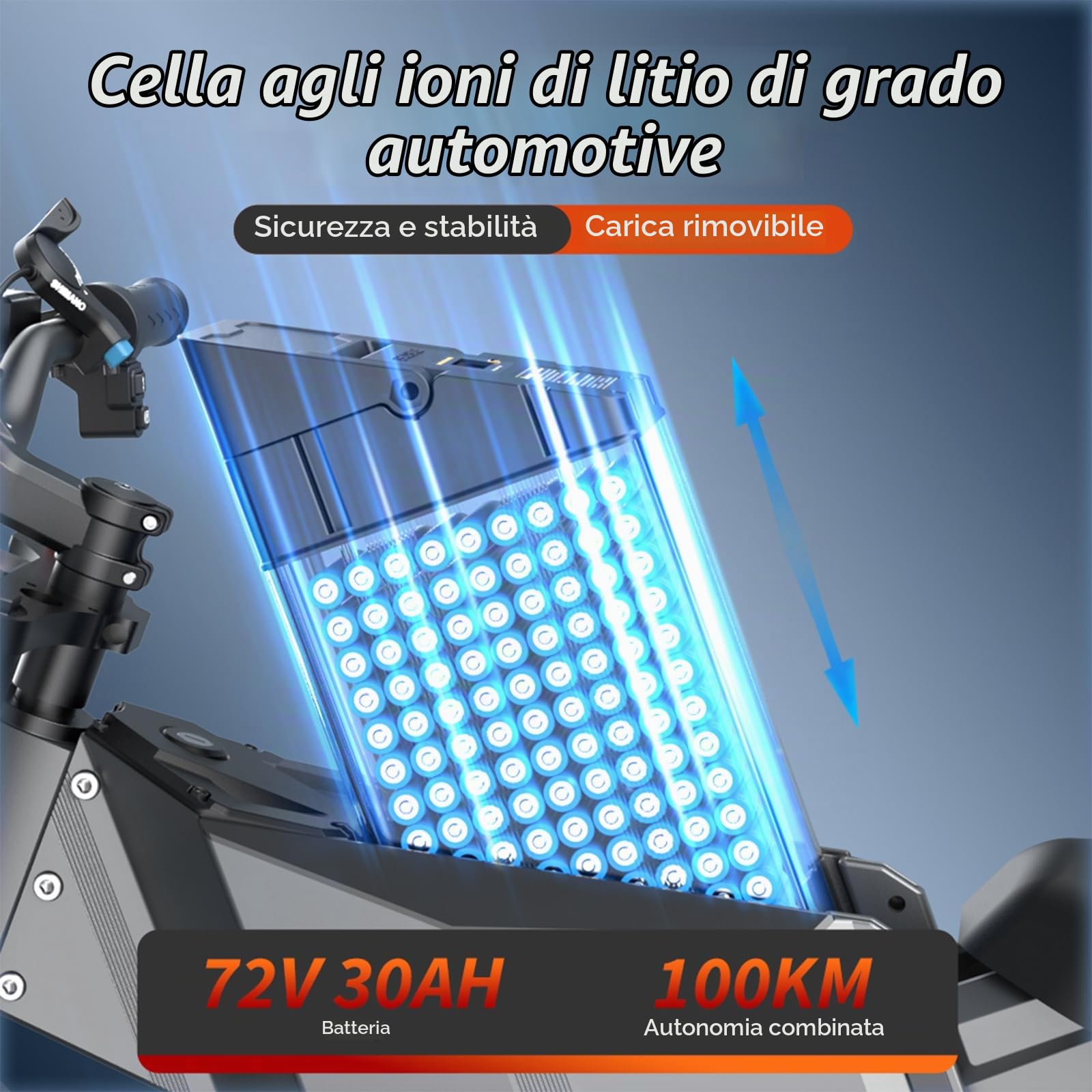 GTS X22 Bici Elettrica Adulti, Mountain Bike Elettrica Fuoristrada con Batteria Rimovibile 72V 30Ah, Lunga Autonomia, Coppia Elevata, Sospensioni Complete, Freni Idraulici, Display LCD, Pneumatici 19"