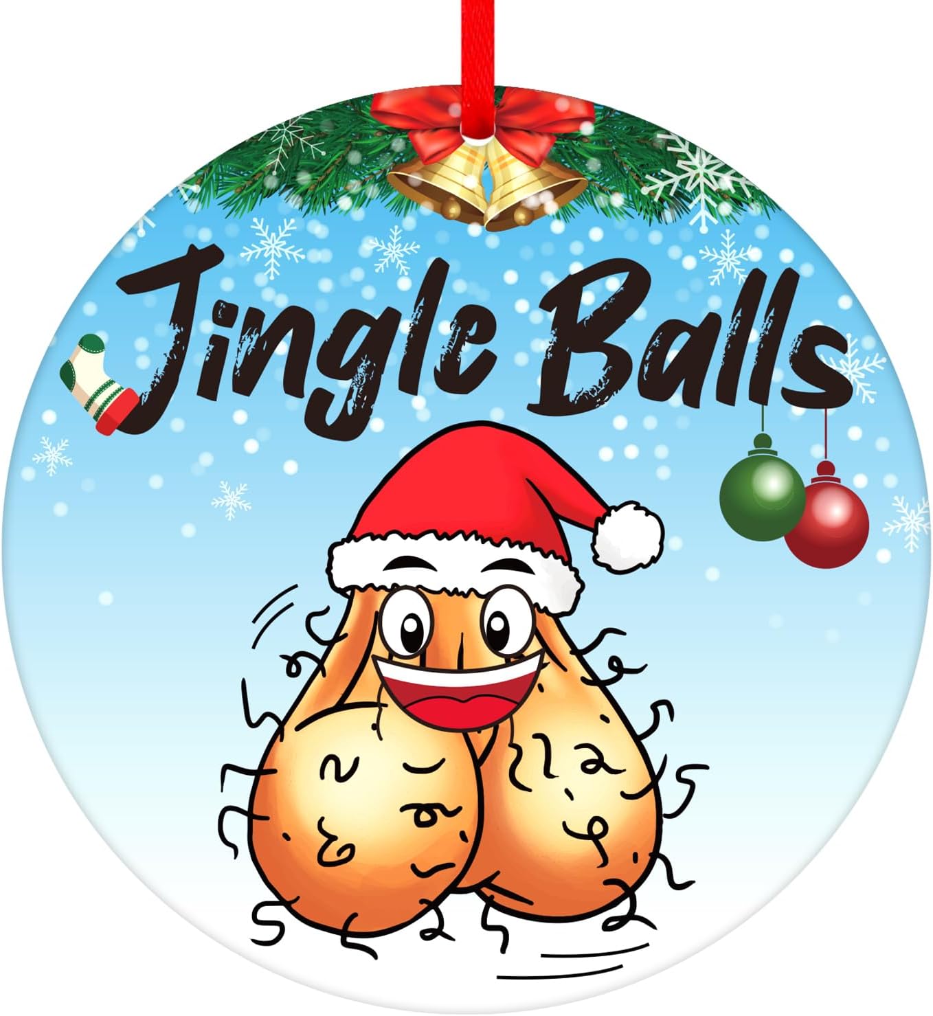 WhatSign Funny Christmas Ornament Jingle Balls Funny Ornament for Adults Naughty Testicle Christmas Ornament for Christmas Tree Decorations Balls Ornament Christmas Funny Gifts for Boyfriend Husband