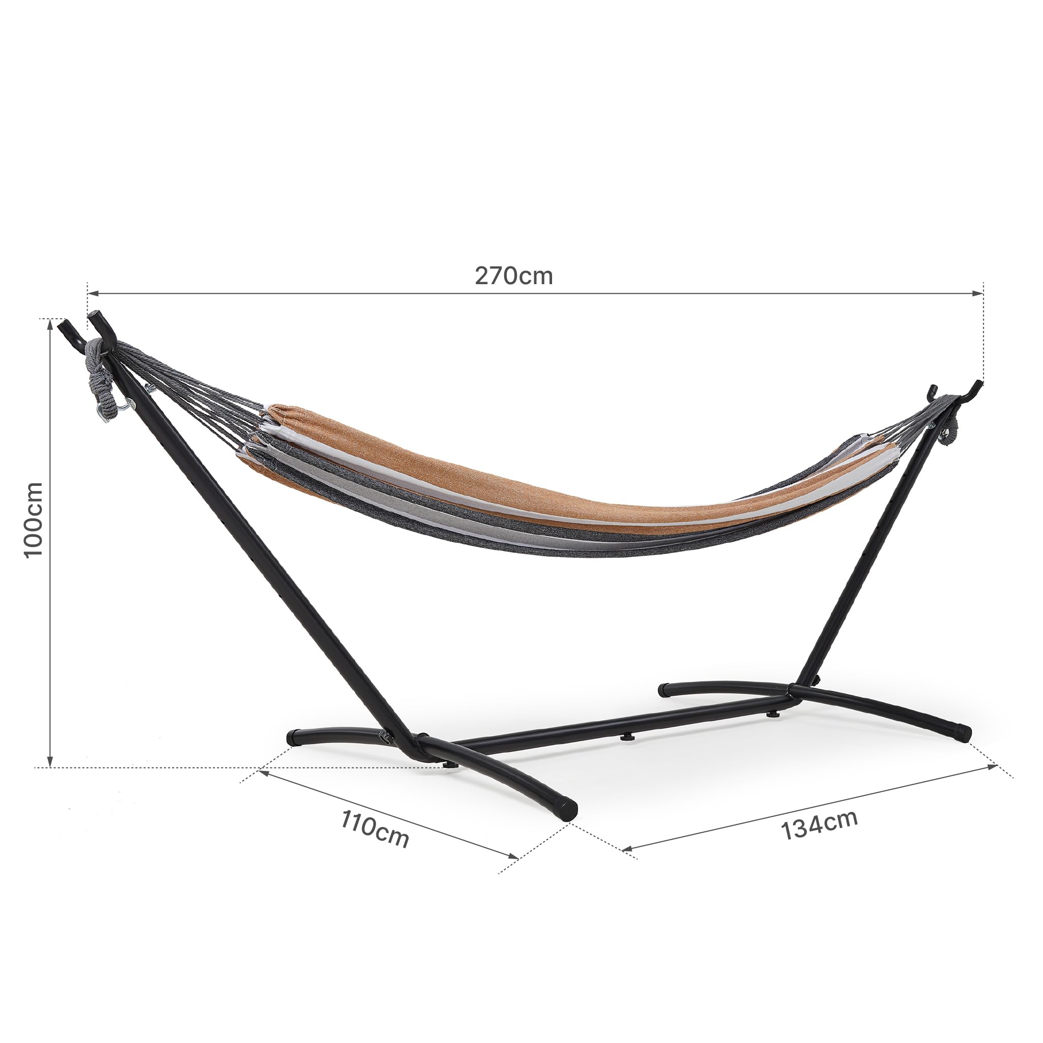Mondeer Hamaca con Soporte, Hamaca de Camping al Aire Libre, Jardín, Hamaca de Tela Individual con Marco de Metal con Bolsa de Transporte Portátil y Accesorios, Carga de 200 Kg