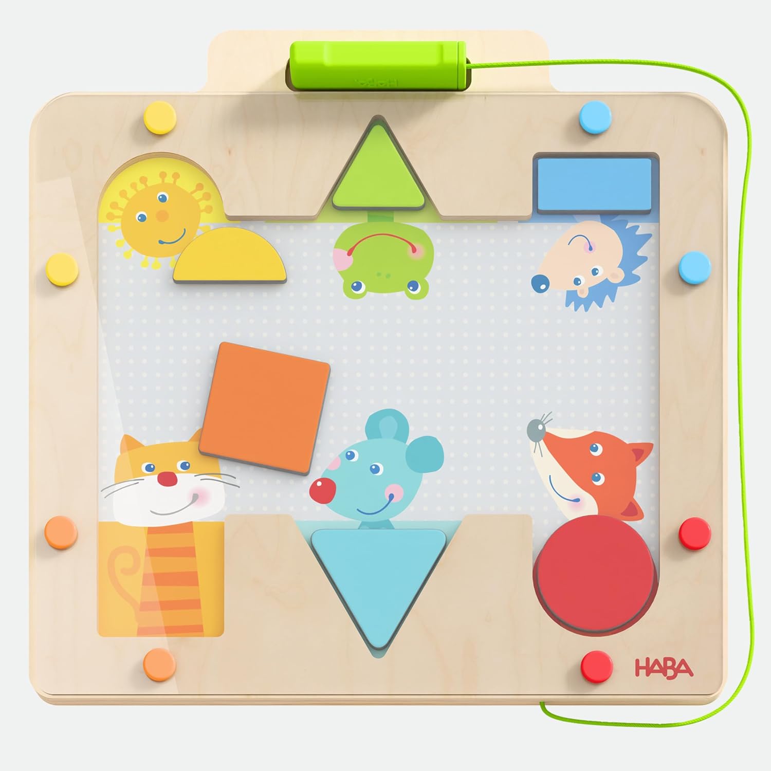 HABA Magnetic Game Shapes - Magnetic Toy with Magnetic Pen and Geometric Motifs - Promotes Motor Skills and Colour Learning from 3 Years - 2012362001
