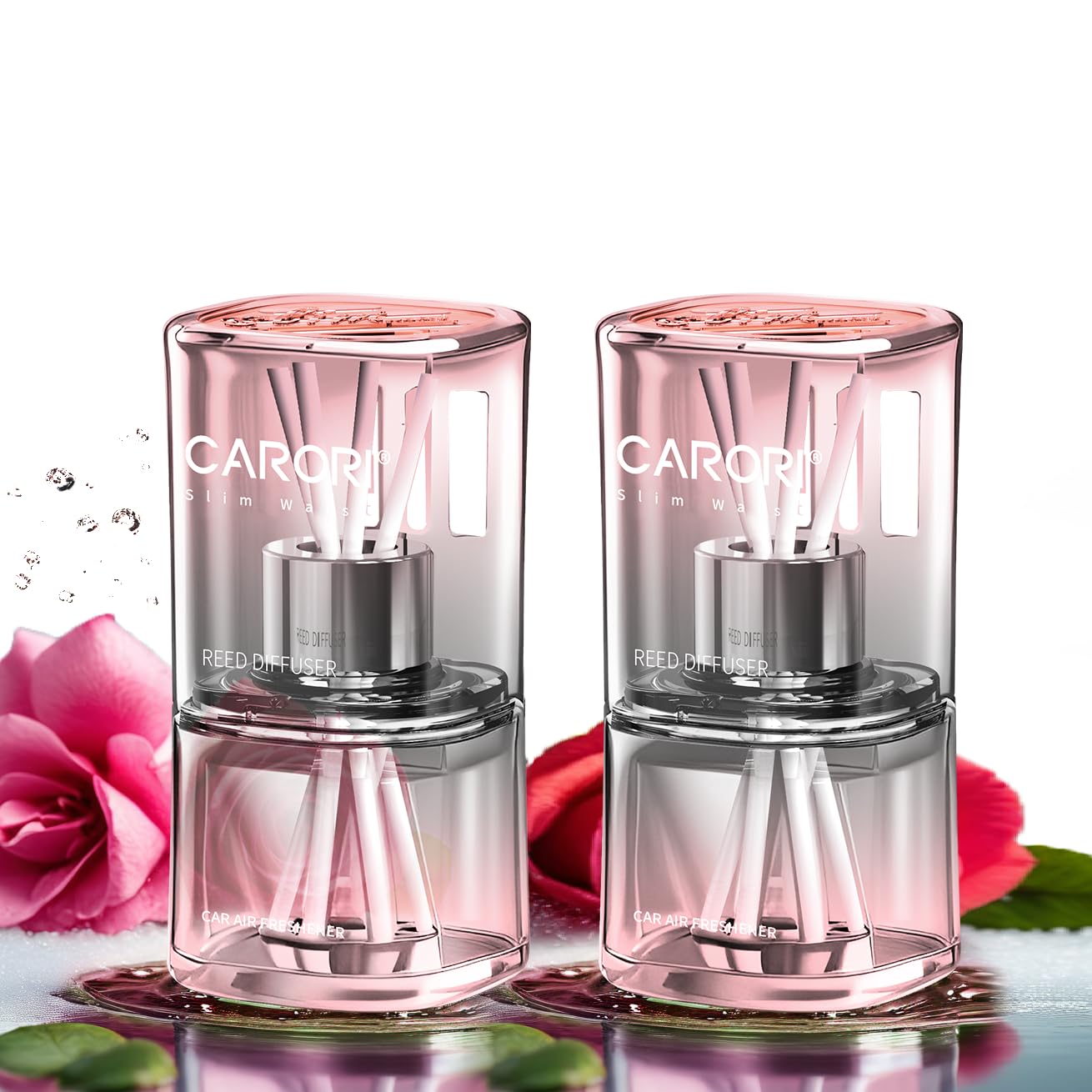 Reed Diffuser Set, Fragrance Diffuser 70ml Scented, Home Fragrance Includes 6 Rattan Scented Sticks, Home & Office Decor-2PCS-Rose