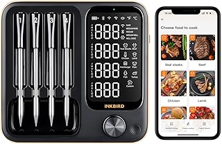 4 Probes Bluetooth Meat Thermometer Digital, Wireless Meat Thermometer for BBQ, Oven, Smoker and Air Fryer, IP67 Waterproof and Dishwasher Safe （14B-1）