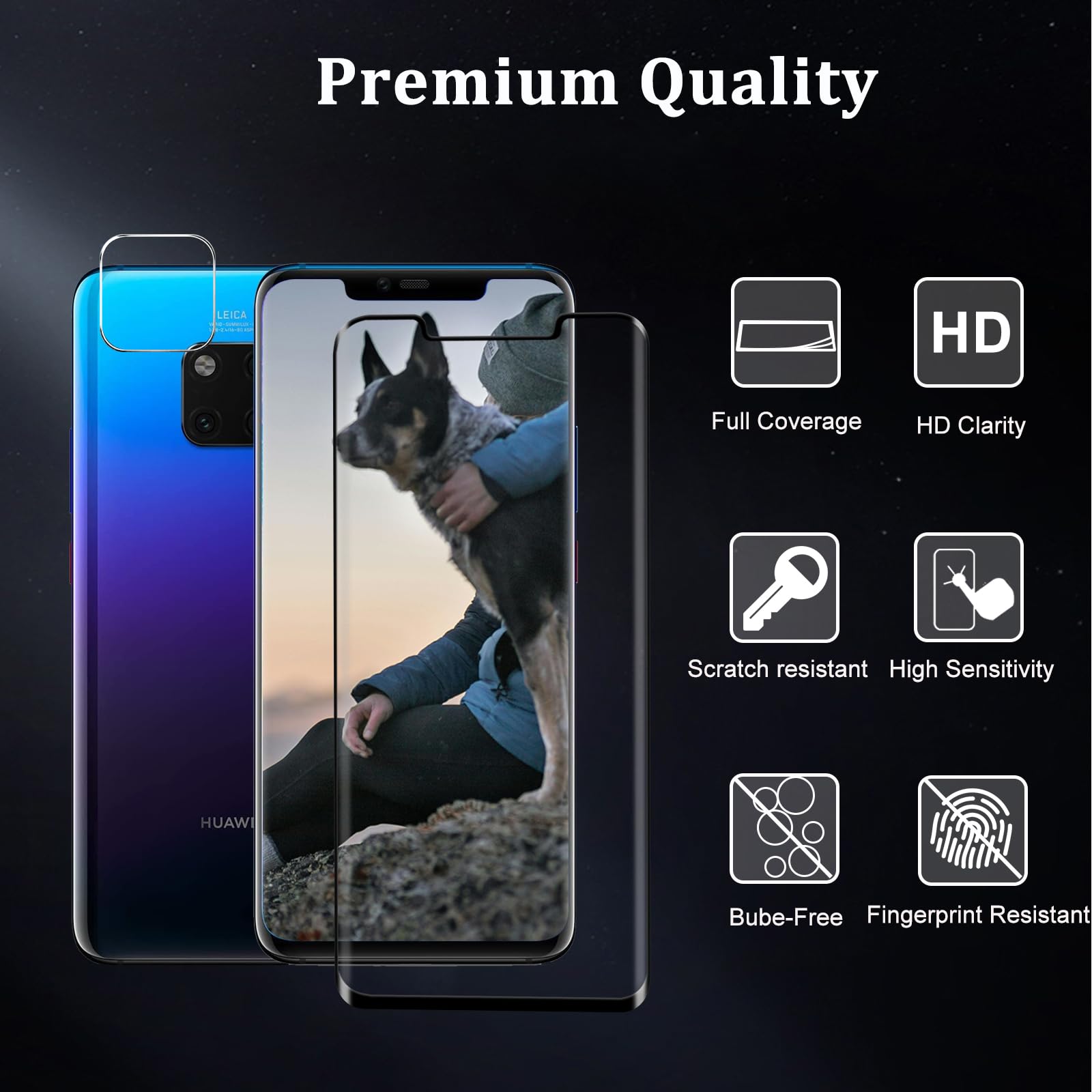 Pellicola In Vetro Temperato Per Huawei P Smart 2021, Trasparente 9H, Kit Completo Con Guida