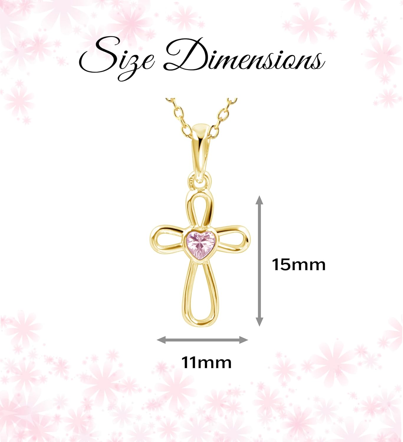 Cherished Moments Children's 925 Sterling Silver and 14K Gold Plated Cross Necklace with CZ Heart for Baptism, First Communion and Confirmation Gift for Girls - Image 4