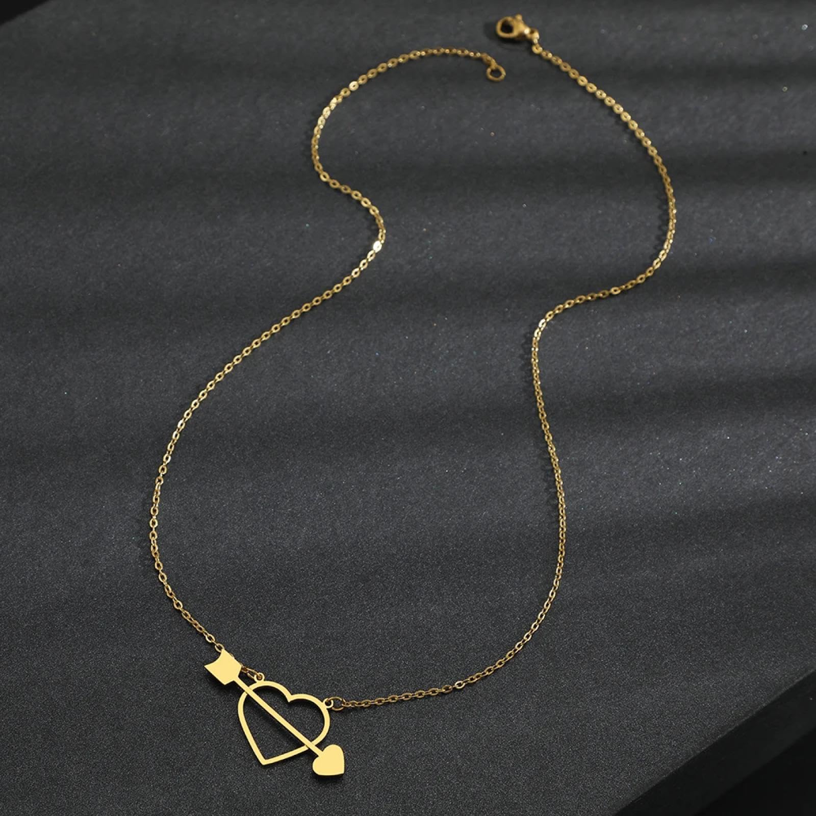 Collar Colgante Cadena Hombres Mujeres Joyería Collares Accesorios Dobles Flecha A Través del Corazón Colgantes De Gargantilla De Cadena Collar para Mujer