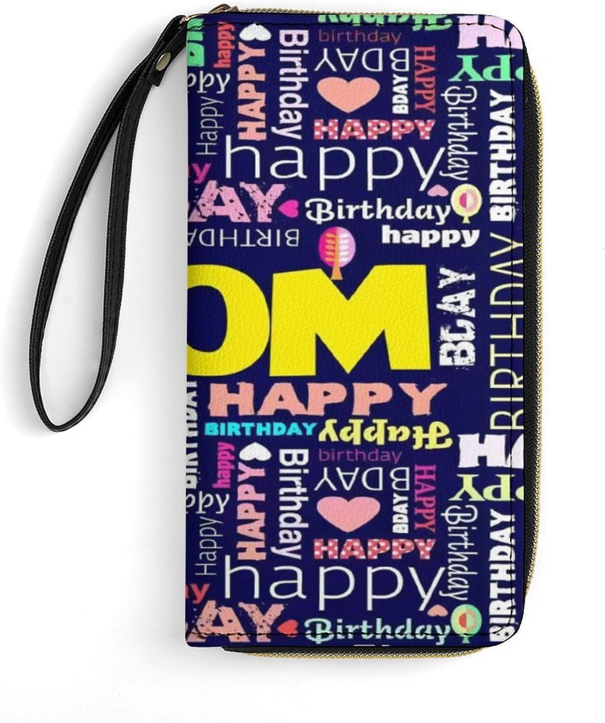 Happy Birthday Mom Mothers Day Leather Wallet for Women Fashion Long Purse with Zipper Credit Card Holder