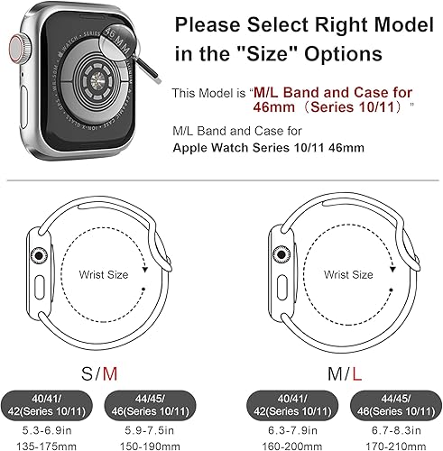 Vista 42 de Correa Deportiva de Silicona y Estuche con Protector de Pantalla para Apple Watch Series 11, Series 10, Series 9, Series 8, Series 7, Series 6 SE