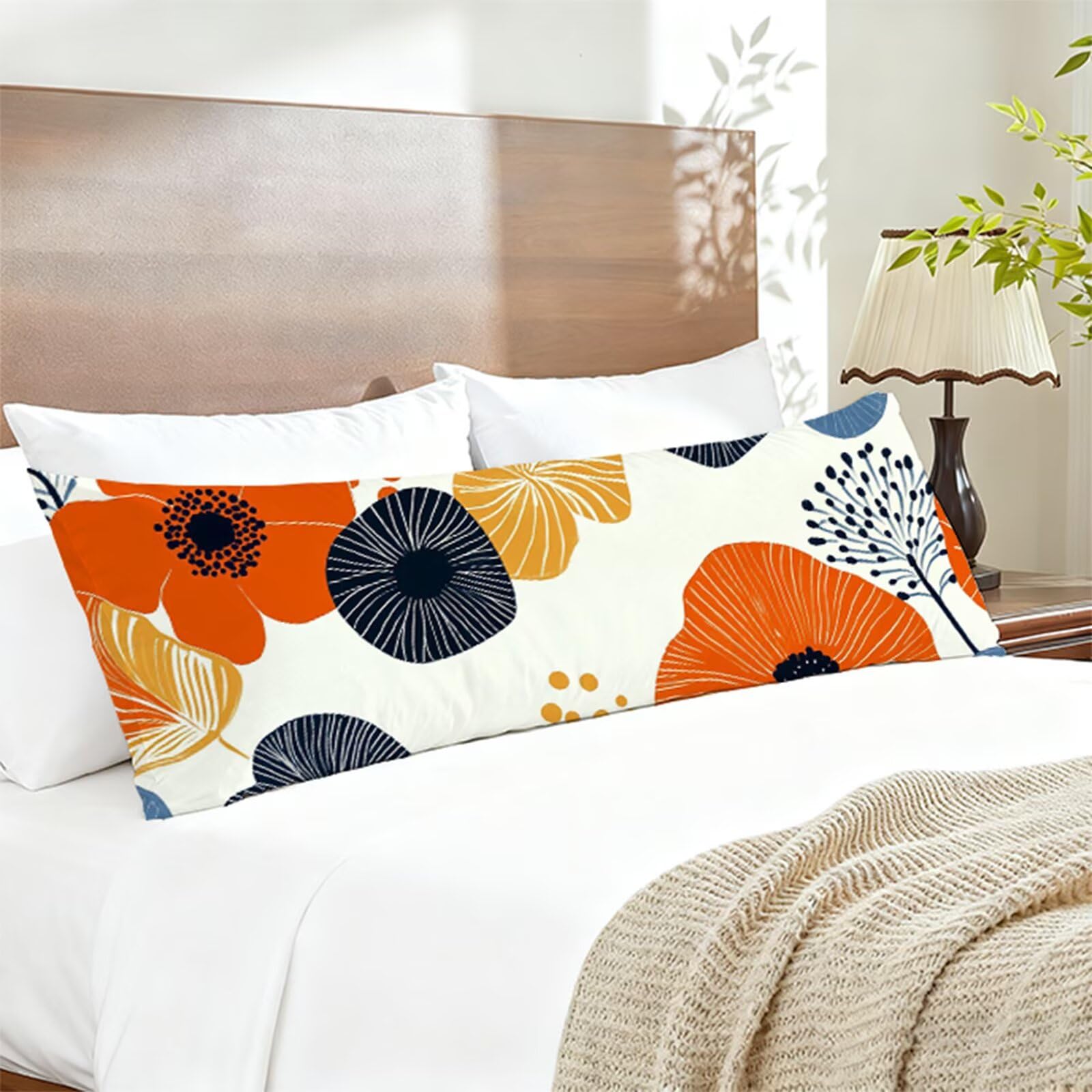 Pomarańczowa poszewka na poduszkę 50 x 180 cm poszewki na poduszki płatek dwustronny nadruk, na bok do spania można prać miękka pościel poduszki na łóżko sofa łóżko salon dekoracja poduszki H0-443