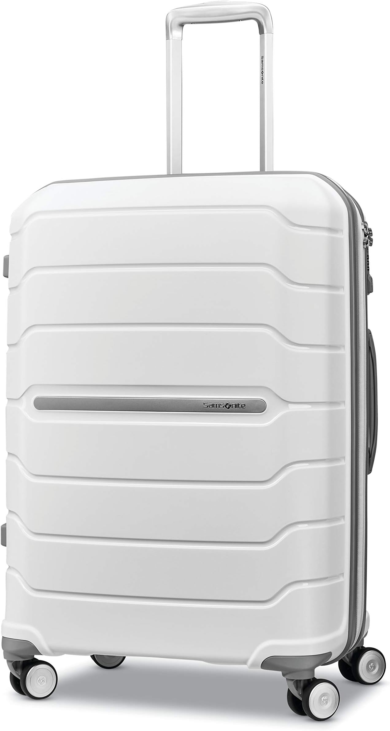 - Freeform Hardside Expandable with Double Spinner Wheels, White, Checked-Medium 24-Inch