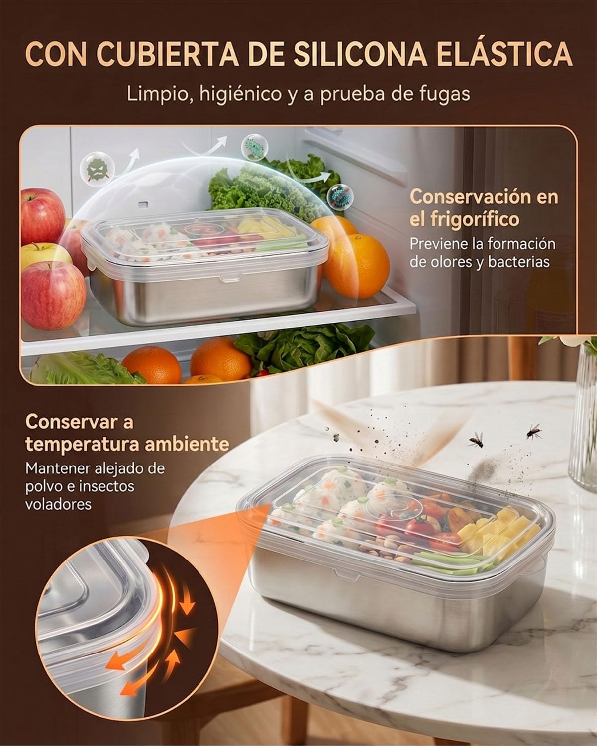 Fiambrera Eléctrica de 2 Litros, Compatible con 12V/24V/220V, Bandeja Extraíble de Acero Inoxidable, Incluye Recipiente para Frutas, Cubiertos y Esponja – Ideal para Coche, Camión, Oficina y Viajes