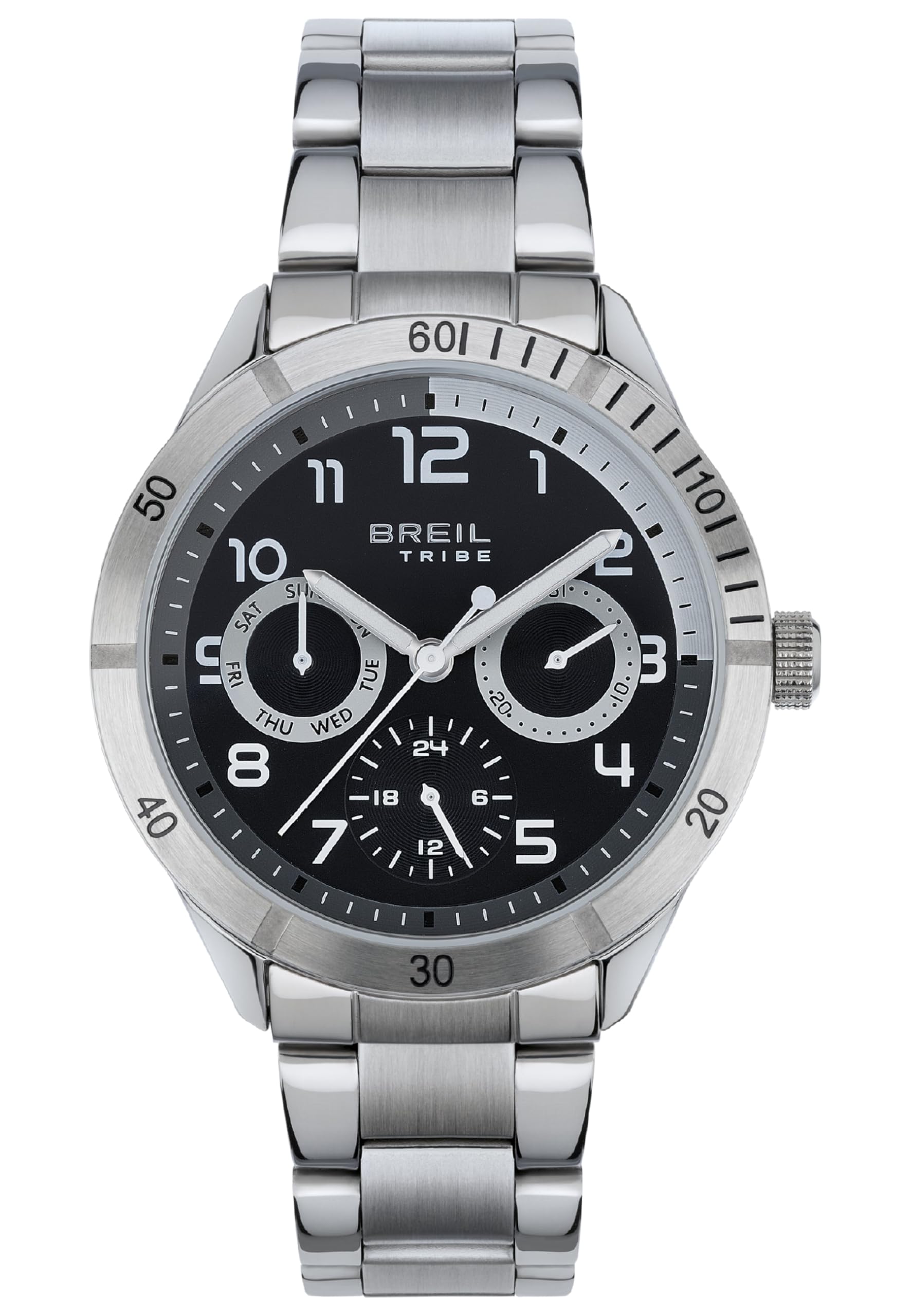 Breil - Mate Steel Watch for Men, Silver/Black, One Size, Bracelet