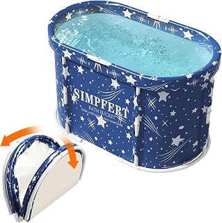 Portable Bathtub for Kids, Non-Inflatable Foldable Bathtub, Soaking Bathtub for Adults, Ideal for Hot Bath and Ice Bath, Installation-Free &Thickening bracket
